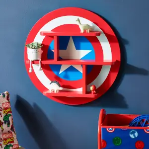 Disney Marvel Avengers Captain America Small Wall Shelf, Wall Mounted Kids' Bookshelf and Storage Shelf