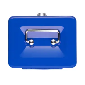 Hardys Metal Cash Box Money Bank Deposit Steel Tin Security Safe Petty Key Lockable - 4" Blue