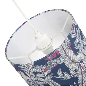 Deep Purple Palm Tree Themed Cotton Lamp Shade with White Satin Inner Lining