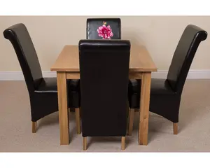 Oslo 90 x 90 cm Oak Small Dining Table and 4 Chairs Dining Set with Montana Black Leather Chairs