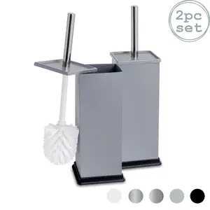 Harbour Housewares - Square Toilet Brushes - Matt Grey - Pack of 2