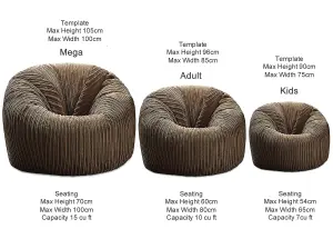 Adult Classic Beanbag Jumbo Cord Bean bags Ready filled - Brown