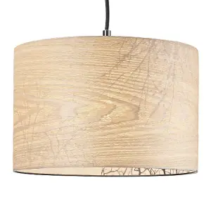 Eco Friendly Bamboo Wood Effect Lampshade with Black Woodland Trees Inner Lining