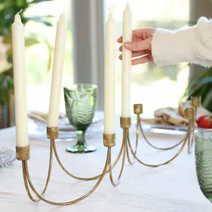 Ornate Golden Wave Dinner Table Decoration Centrepiece Décor Candle Holder