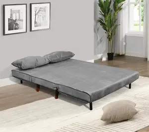 Double Sofa Bed Sleeper Foldable Portable Pillow Lounge Couch Grey Sofa BedLiving Room Furniture