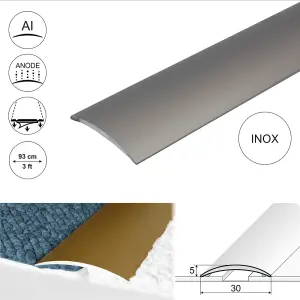 A03 30mm Anodised Aluminium Self Adhesive Door Threshold Strip - Inox, 0.93m