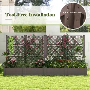 Costway Raised Garden Bed w/ Trellis Outdoor Self-Watering Planter Box Lattice Panels