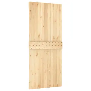 Berkfield Sliding Door with Hardware Set 90x210 cm Solid Wood Pine