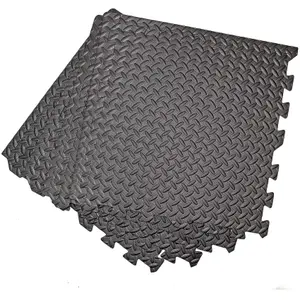 Interlocking EVA Gym Yoga Mats in Black Anti-Fatigue Soft Foam Exercise Play Floor Tiles