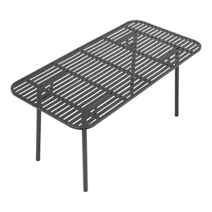 160cm W Rectangular Outdoor Metal Garden Table with Rust Resistant Coating