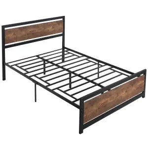 HOMCOM Double Size Metal Bed Frame w/ Headboard & Footboard, 144x195x103cm