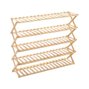 5-Shelf Foldable Bamboo Ladder Flower Pot Stand Rack Holder Multifunctional Display Storage Rack 78cm (H)