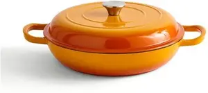 Dunelm Cast Iron Casserole Dish 3L, Orange