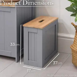 Bathroom Tidy Box Grey Bamboo Toilet Roll Cleaning Bottle Storage Unit Christow