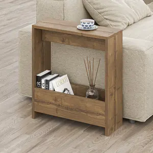 Beeler Modern Slim Compact Side Table Brown