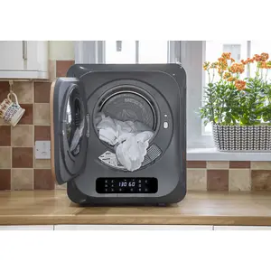 Compact 2.5KG Portable Tumble Dryer - Black Mini Clothes Spin Dryer for Efficient Drying