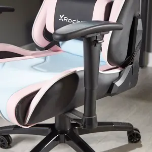 X Rocker Adjustable Ergonomic Faux Leather Swiveling PC & Racing Game Chair Pink/Blue