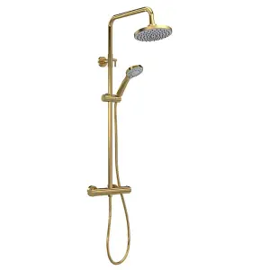 Dezine Alto 10 Brushed Brass 2 Oulet Exposed Shower Kit