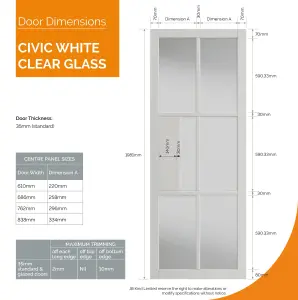 Urban Industrial Civic White Clear Glass Internal Door