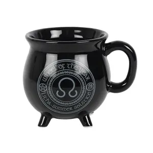 Anne Stokes Litha Cauldron Heat Changing Mug Black/Yellow (One Size)