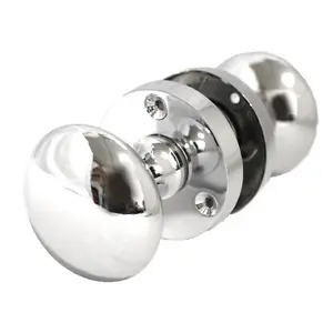 Door Knobs Round Victorian Mortice Knob Sprung - Chrome Latch Pack 56mm