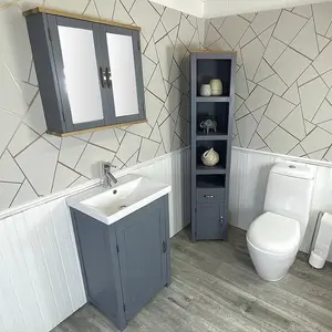 Marte 485mm Free-Standing Cloakroom Vanity Unit Grey