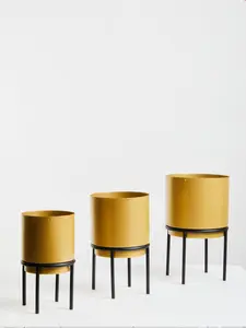 Interiors by Premier Avento Set Of Three Gold Finish Planters