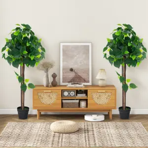 Costway Artificial Hydrangea Tree Fake Potted Silk Tree Faux Indoor Floor Plant