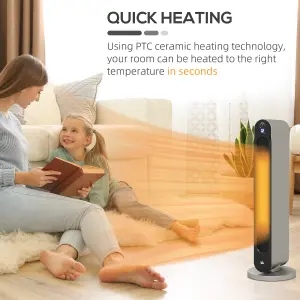 HOMCOM 2200W Ceramic Heater for Home with Remote Control, 12H Timer, Silver