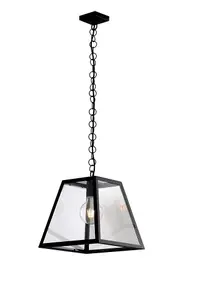 Luminosa Lexington Lantern Ceiling Pendant, Black, Transparent, E27