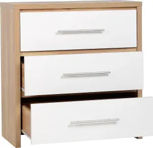 Seville Oak and White Finish 3 Drawer Chest