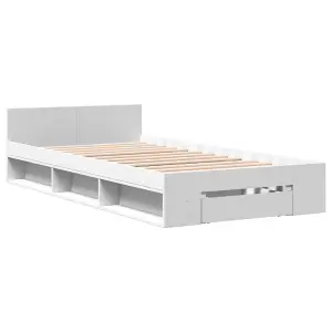 Berkfield Bed Frame with Drawer without Mattress White 100x200 cm