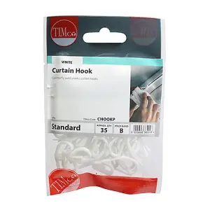 Timco - Plastic Curtain Hooks - White (Size   - 35 Pieces)