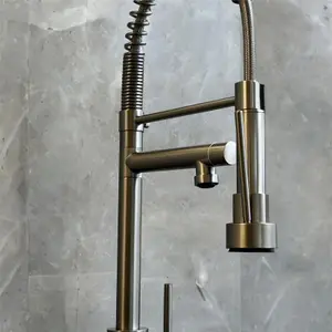 Liquida GR265BS Brushed Steel Kitchen Tap With Swivel Spout & Directional Spray