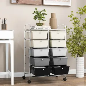 Costway 10 Drawers Storage Trolley Mobile Rolling Utility Cart Home Office Organizer