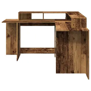 Berkfield Desk with LED Lights Old Wood 152x152x91 cm Engineered Wood