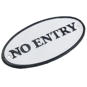 No Entry Cast Iron Sign Plaque Door Wall House Gate Post Office Cafe Shop Hotel