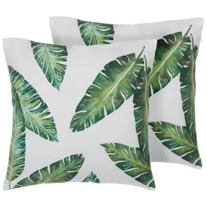 Set of 2 Cushions DIANELLA 45 x 45 cm Plant Dark Green