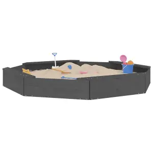 Berkfield Sandbox with Seats Grey Octagon Solid Wood Pine