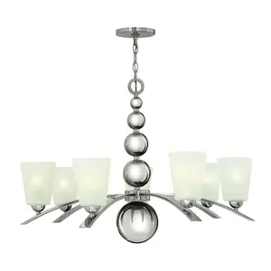 7 Bulb Chandelier Ceiling Light Highly Polished Nickel LED E27 60W