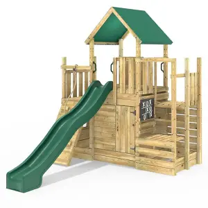 Rebo Modular Wooden Climbing Frame Adventure Playset - M21 with Ramp & Den