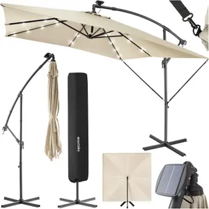 Parasol Sunna - 250 x 250 cm with LED solar lighting, with protective cover - beige