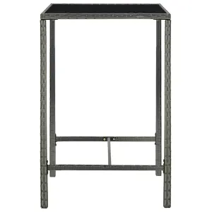 Berkfield Garden Bar Table Grey 70x70x110 cm Poly Rattan and Glass