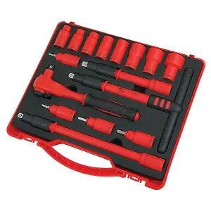 1000V Insulated 16Pcs 3/8" inch VDE Socket Ratchet Bit Tool Set (Neilsen CT2770)