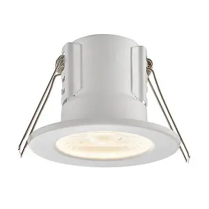 Luminosa Shieldeco Fire Rated Integrated LED Bathroom Recessed Light Matt White, Acrylic IP65