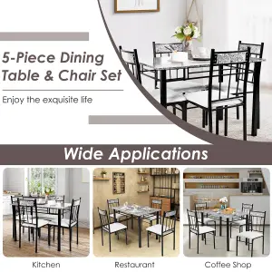 Costway 5 Pieces Dining Set 1 Table and 4 Chairs with Cushion