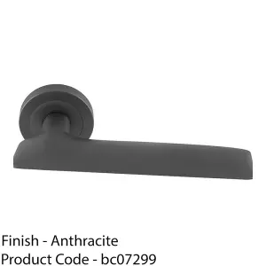 Premium Slim Flat Door Handle Set - Anthracite Grey Designer Lever On Round Rose