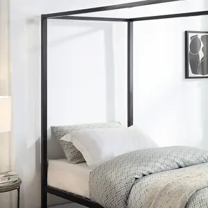 Ashwell Modern Four 4 Poster Black Single Metal Bed Frame