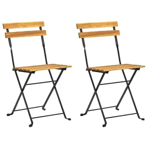 Berkfield Folding Garden Chairs 2 pcs Steel and Solid Acacia Wood