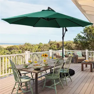 Yaheetech Dark Green 3m Patio Offset Umbrella Outdoor Parasol with Crank